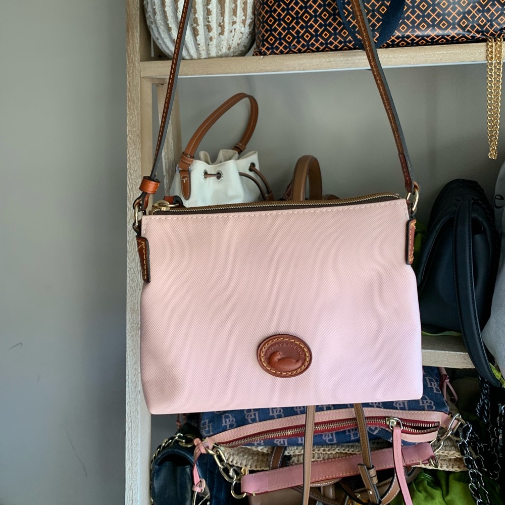 Dooney & Bourke baby pink and Red Crossbody Bag